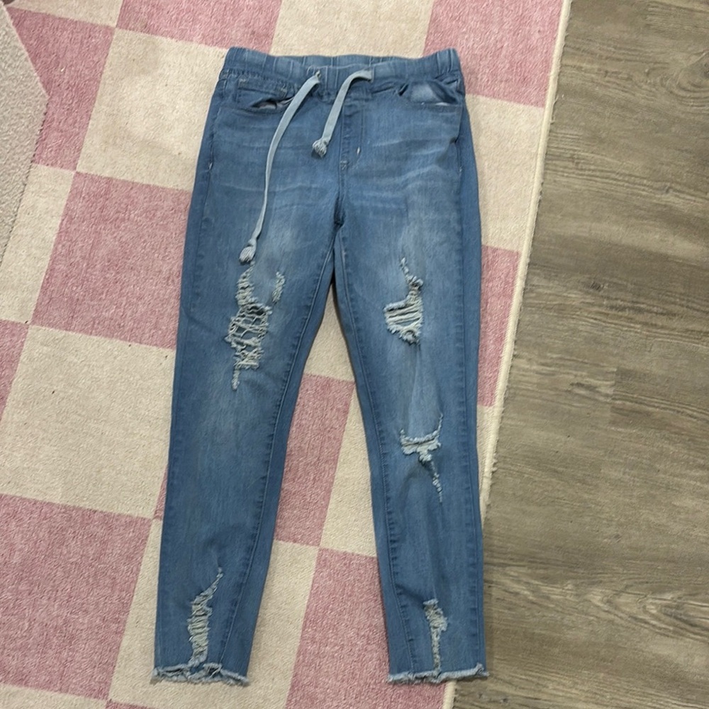 YMI Blue Distressed Ankle Cropped Jeans